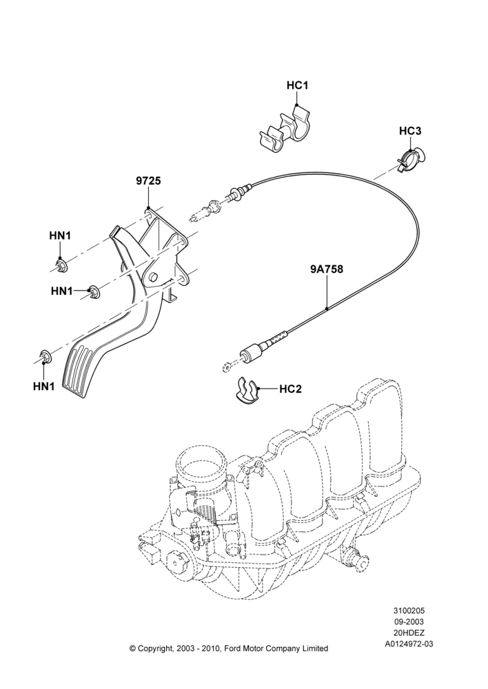 05C - Accelerator/Injection Pump Controls, SVT Package, 2.0L Zetec VVT (170PS); 04/SEP/2003-05/APR/2004