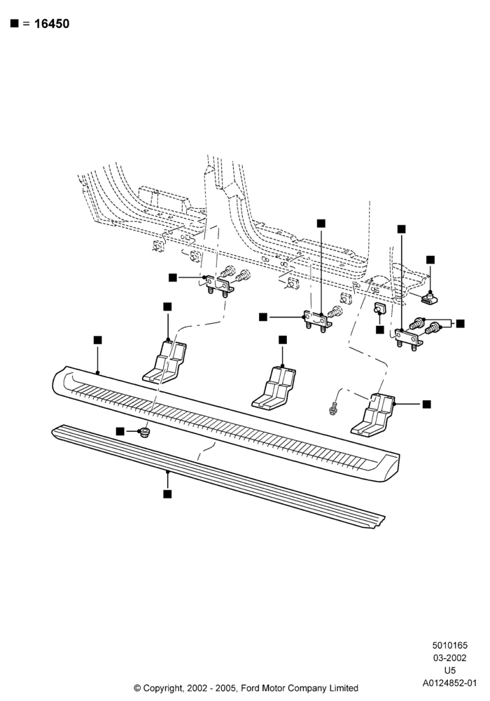 65Y - Running Boards/Side Steps, Ford Series, Accessory, Moulded Running Board; 04/MAR/2002-19/JUL/2005