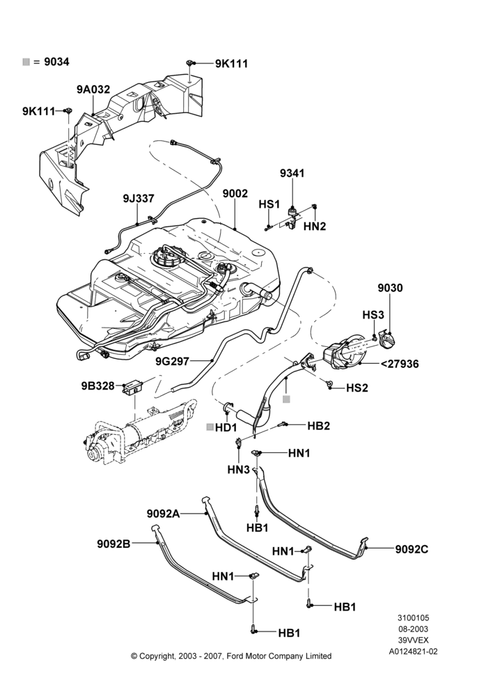 05A - Fuel Tank, 3.9L OHV EFI NA V6 GAS; 25/AUG/2003-10/JAN/2005