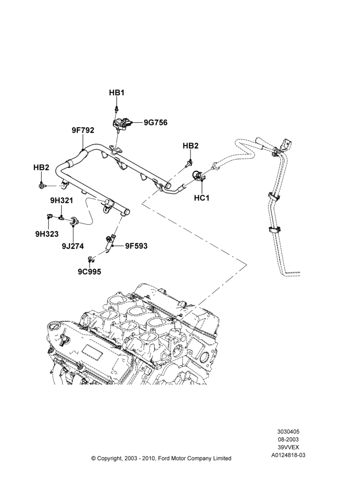 05 - Fuel Injectors and Pipes, 3.9L OHV EFI NA V6 GAS; 25/AUG/2003-02/JAN/2007