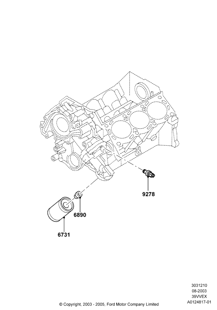 10 - Oil Cooler and Filter, 3.9L OHV EFI NA V6 GAS; 25/AUG/2003-02/JAN/2007