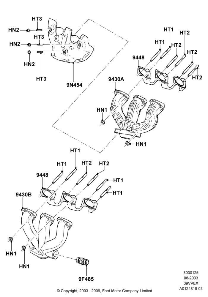 25A - Exhaust Manifold, 3.9L OHV EFI NA V6 GAS; 25/AUG/2003-05/DEC/2005