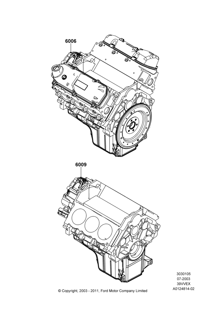 05 - Service Engine and Short Block, 3.9L OHV EFI NA V6 GAS; 25/AUG/2003-02/JAN/2007