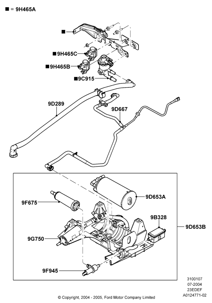 07A - Fuel Vapour System, 2.3LI4 16v Gas/Electric DOHC Hybrid; 26/JUL/2004-01/MAY/2006