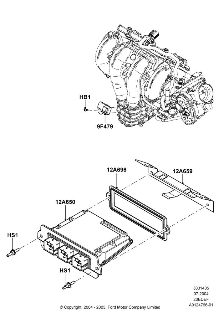 05A - Engine Modules and Sensors, 2.3LI4 16v Gas/Electric DOHC Hybrid; 26/JUL/2004-01/MAY/2006
