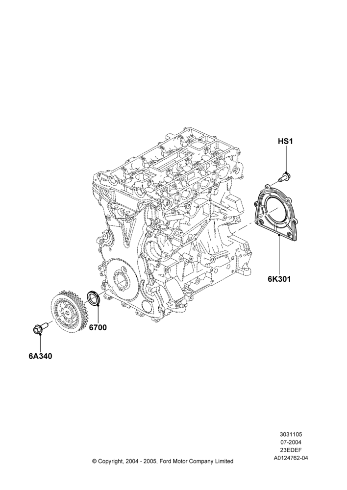 05A - Crankshaft/Pistons and Bearings, 2.3LI4 16v Gas/Electric DOHC Hybrid; 26/JUL/2004-01/MAY/2006