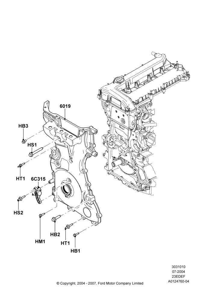 Timing Gear Covers, 2.3LI4 16v Gas/Electric DOHC Hybrid