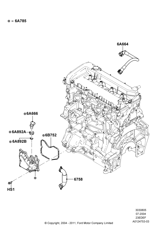 05A - Emission Control - Crankcase, 2.3LI4 16v Gas/Electric DOHC Hybrid; 26/JUL/2004-01/MAY/2006