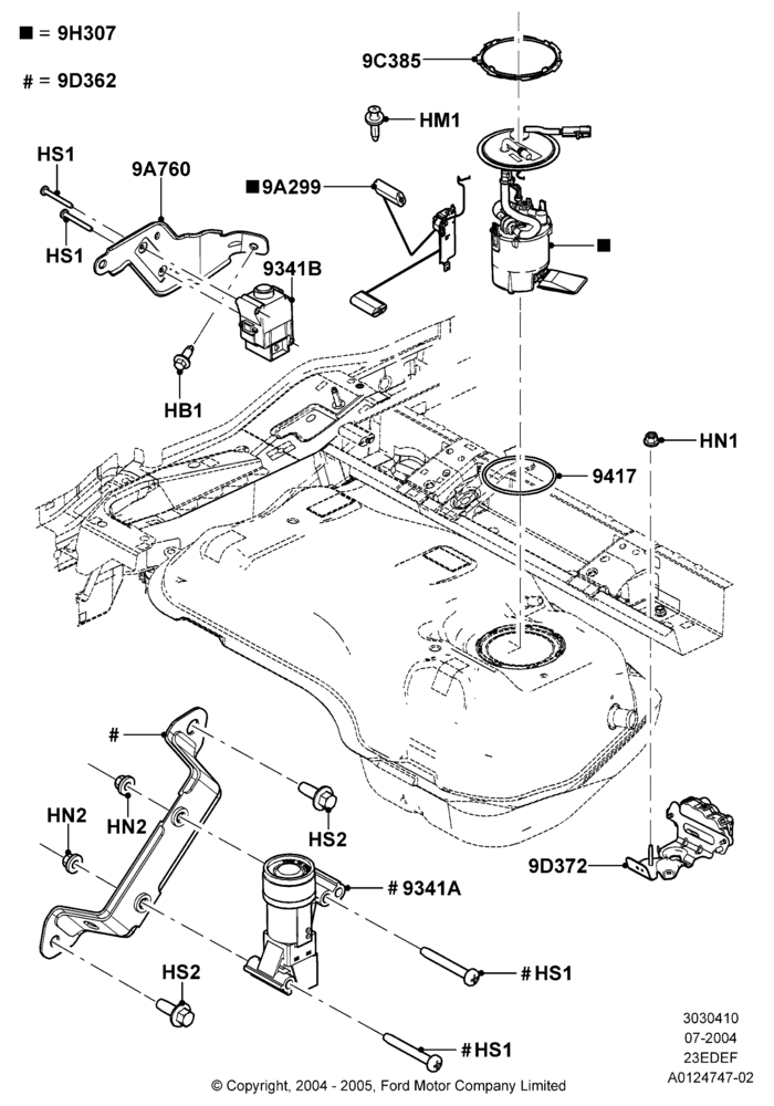10A - Fuel Pump And Sender Unit, 2.3LI4 16v Gas/Electric DOHC Hybrid; 26/JUL/2004-01/MAY/2006