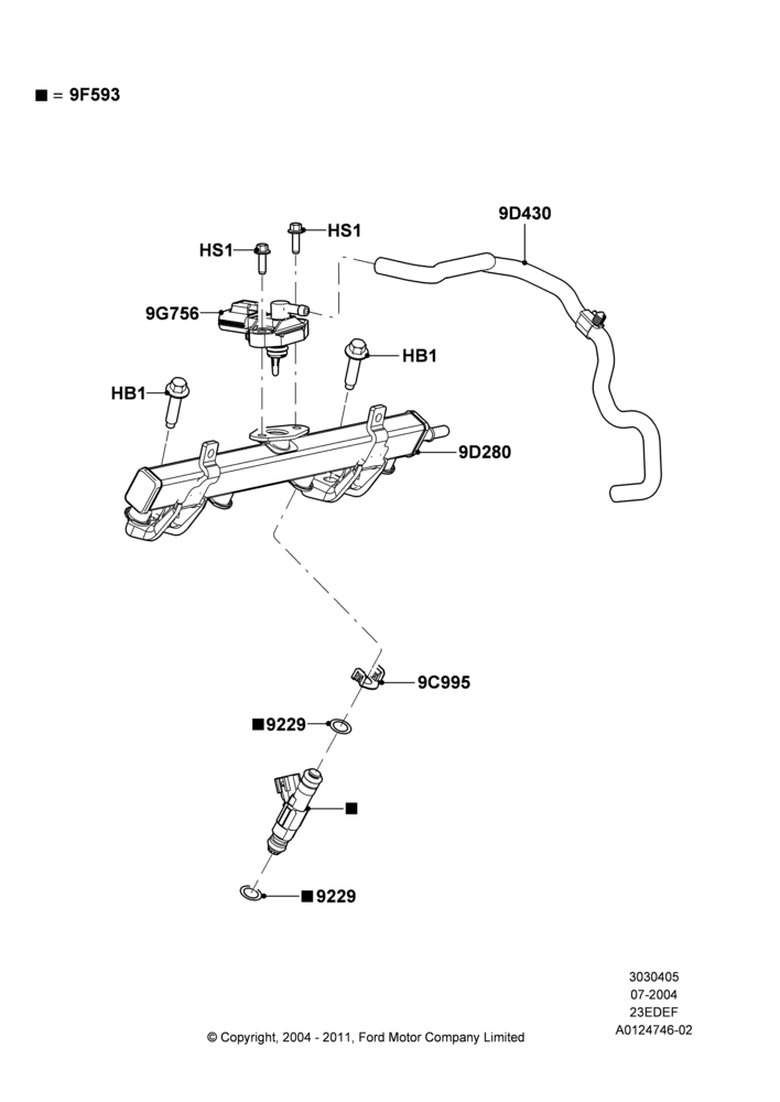 05A - Fuel Injectors and Pipes, 2.3LI4 16v Gas/Electric DOHC Hybrid; 26/JUL/2004-01/MAY/2006