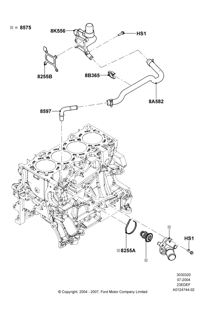 Thermostat/Housing & Related Parts, 2.3LI4 16v Gas/Electric DOHC Hybrid