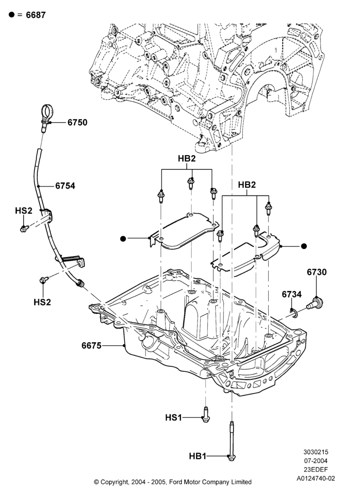 15A - Oil Pan/Oil Level Indicator, 2.3LI4 16v Gas/Electric DOHC Hybrid; 26/JUL/2004-01/MAY/2006