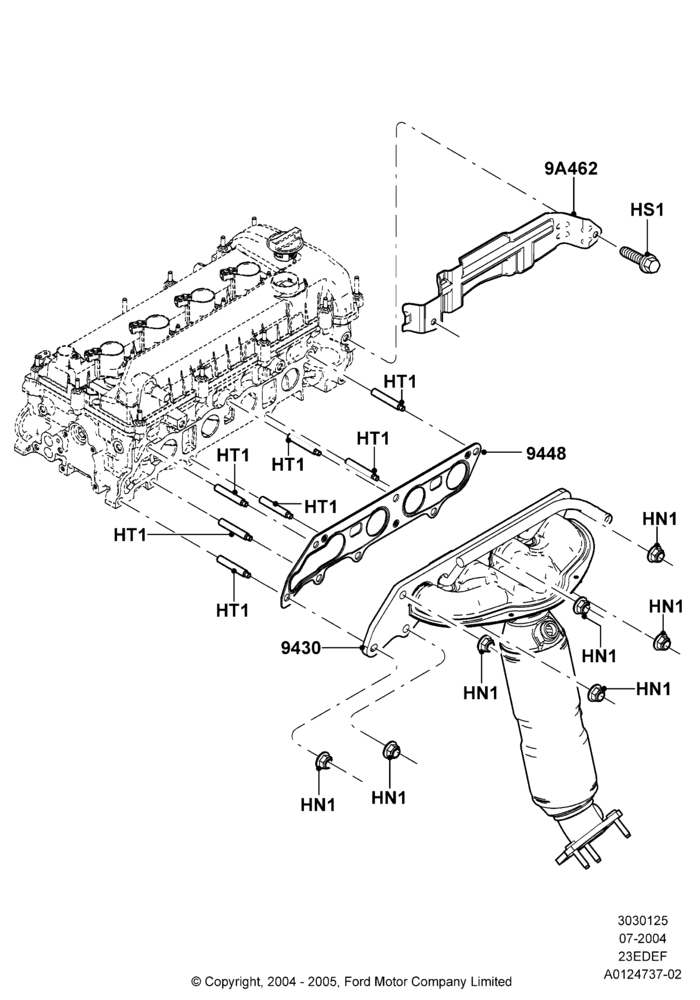 Exhaust Manifold, 2.3LI4 16v Gas/Electric DOHC Hybrid