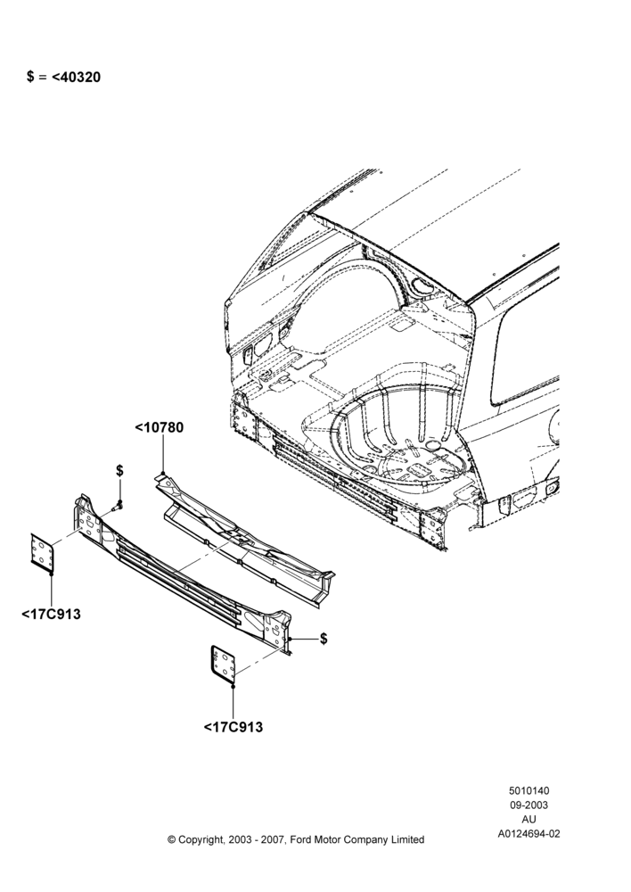 40D - Rear Panels and Rear Package Tray, 4 Door Wagon; 04/SEP/2003-27/AUG/2007