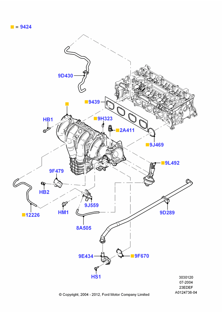 20A - Intake Manifold, 2.3LI4 16v Gas/Electric DOHC Hybrid; 26/JUL/2004-01/MAY/2006