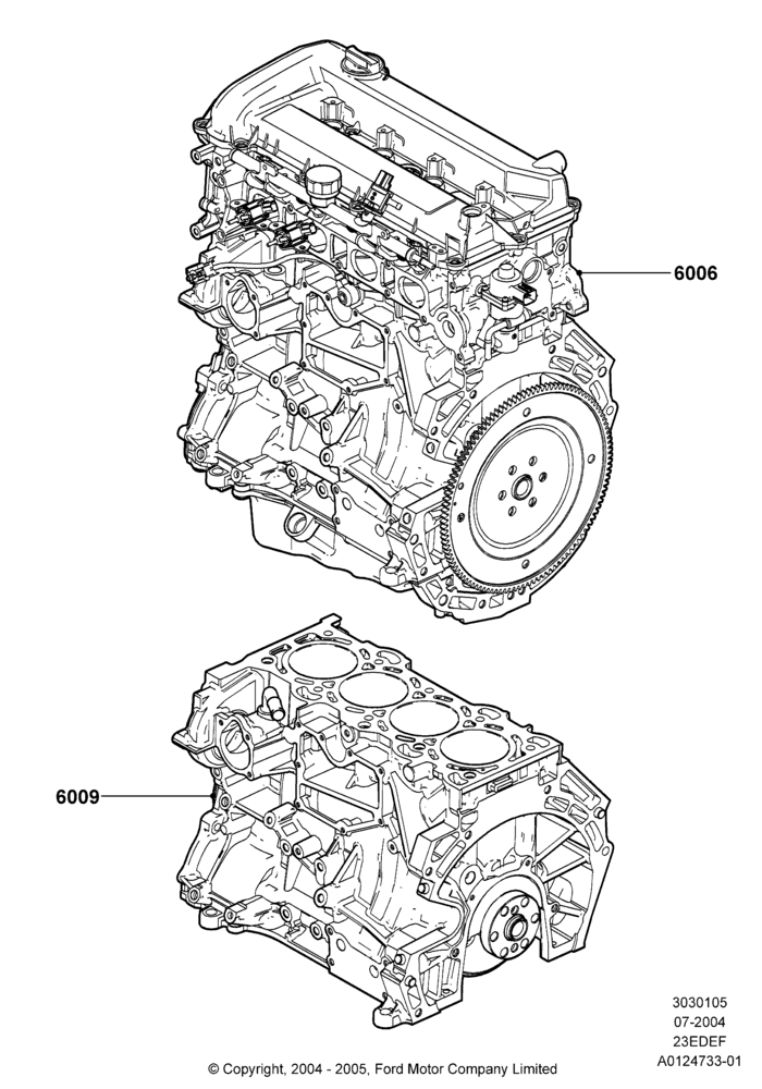 05A - Service Engine and Short Block, 2.3LI4 16v Gas/Electric DOHC Hybrid; 26/JUL/2004-01/MAY/2006