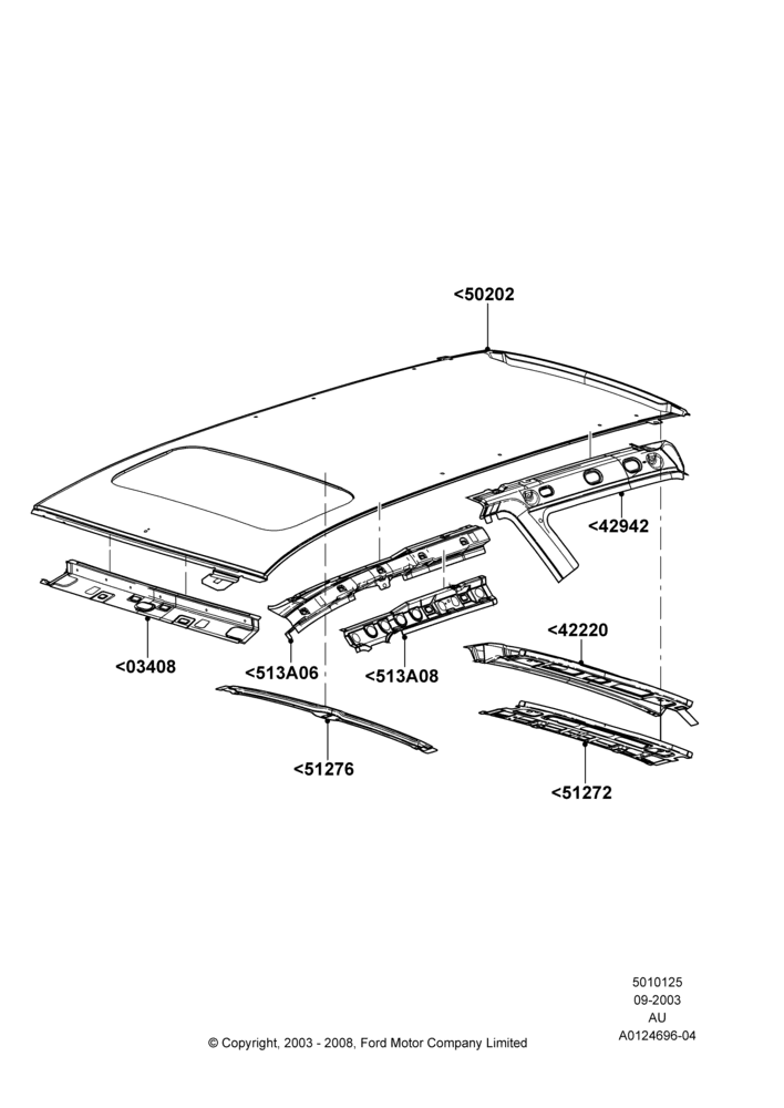 25D - Roof - Sheet Metal, 4 Door Wagon; 04/SEP/2003-27/AUG/2007