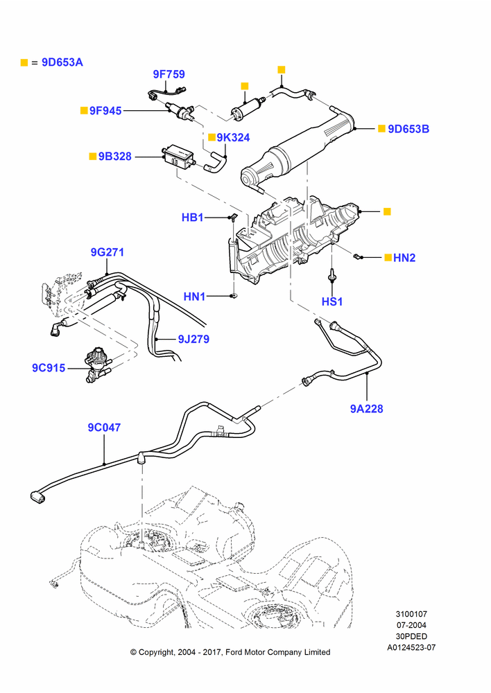 07D - Fuel Vapour System, 3.0 V6 24V DOHC EFI Modular; 12/JUL/2004-30/APR/2007