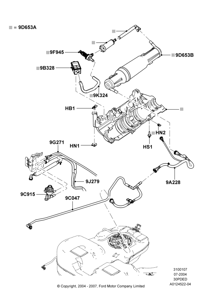 07C - Fuel Vapour System, 3.0 V6 24V DOHC EFI Modular; 12/JUL/2004-04/JUN/2007