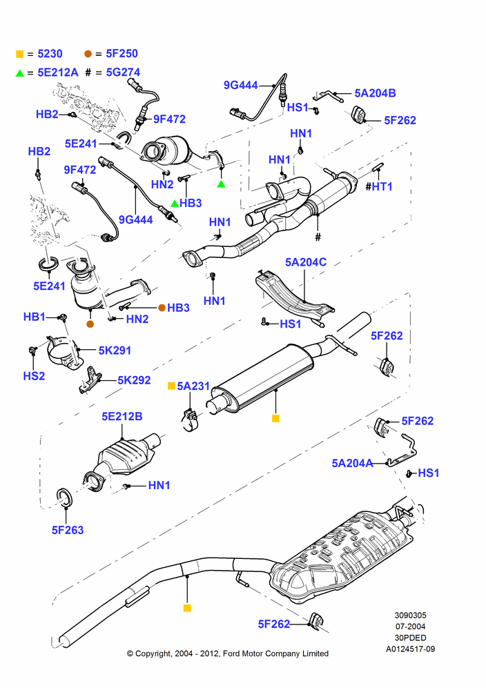05D - Exhaust System, 3.0 V6 24V DOHC EFI Modular; 12/JUL/2004-30/APR/2007