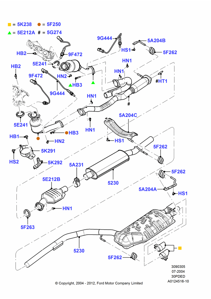 05C - Exhaust System, 3.0 V6 24V DOHC EFI Modular; 12/JUL/2004-04/JUN/2007