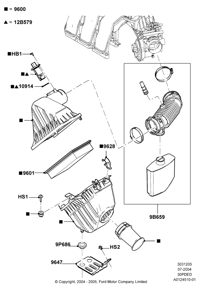05E - Air Cleaner, 3.0 V6 24V DOHC EFI Modular; 12/JUL/2004-30/APR/2007