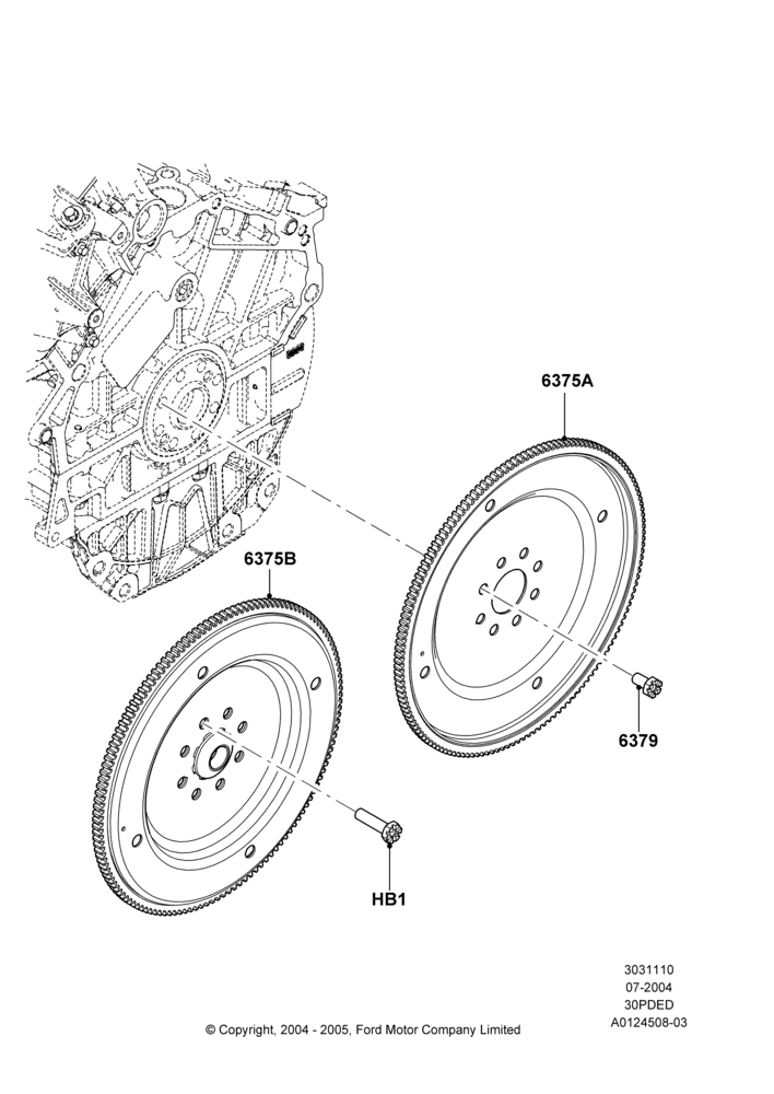 10D - Flywheel, 3.0 V6 24V DOHC EFI Modular; 12/JUL/2004-30/APR/2007