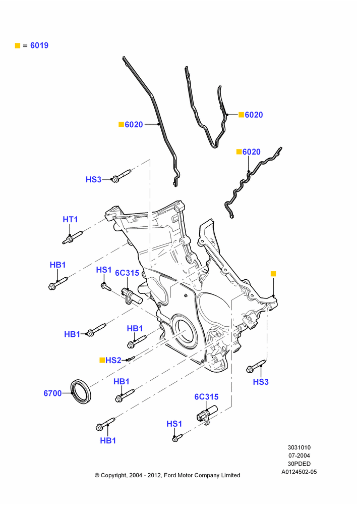 10D - Timing Gear Covers, 3.0 V6 24V DOHC EFI Modular; 12/JUL/2004-18/JUL/2005