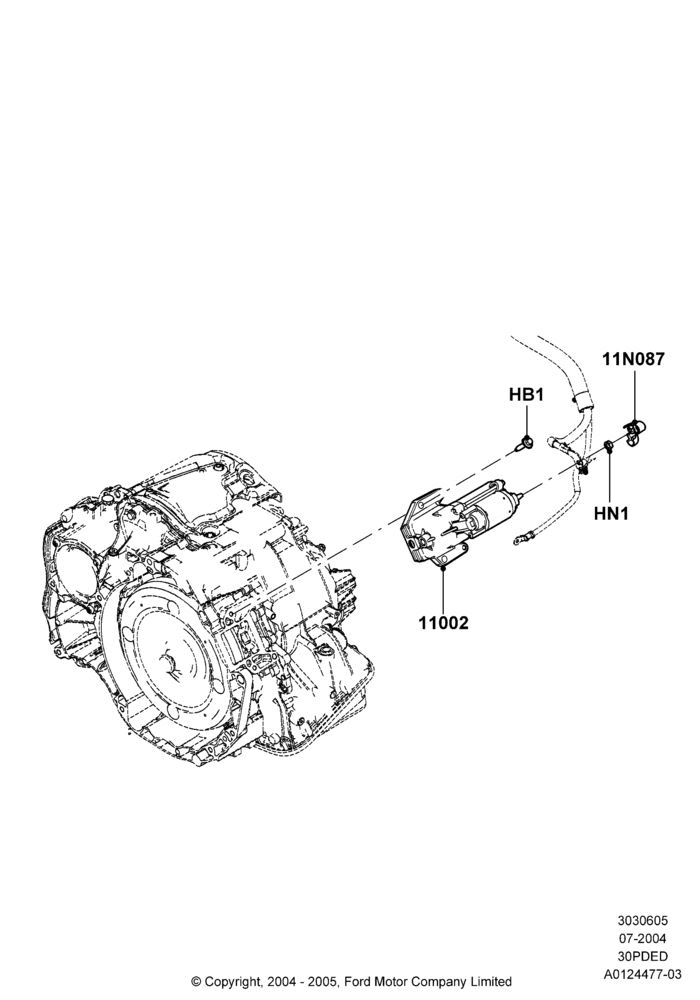 05C - Starter Motor, 3.0 V6 24V DOHC EFI Modular; 12/JUL/2004-04/JUN/2007