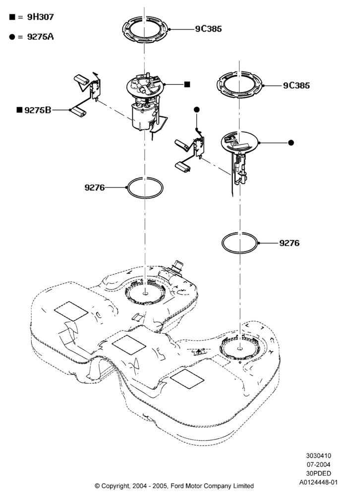10C - Fuel Pump And Sender Unit, 3.0 V6 24V DOHC EFI Modular; 12/JUL/2004-04/JUN/2007