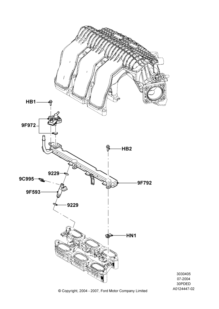 05D - Fuel Injectors and Pipes, 3.0 V6 24V DOHC EFI Modular; 12/JUL/2004-30/APR/2007