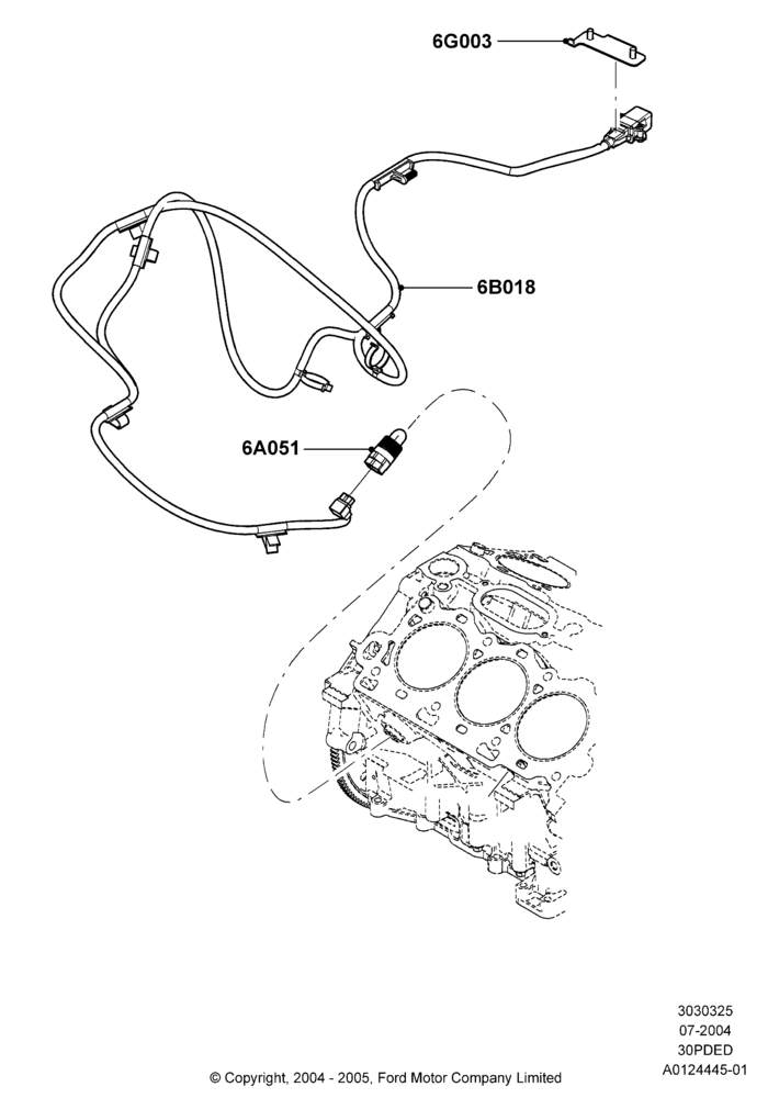 25D - Engine Heater, 3.0 V6 24V DOHC EFI Modular; 12/JUL/2004-30/APR/2007