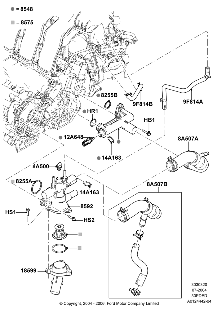 20C - Thermostat/Housing & Related Parts, 3.0 V6 24V DOHC EFI Modular; 12/JUL/2004-04/JUN/2007