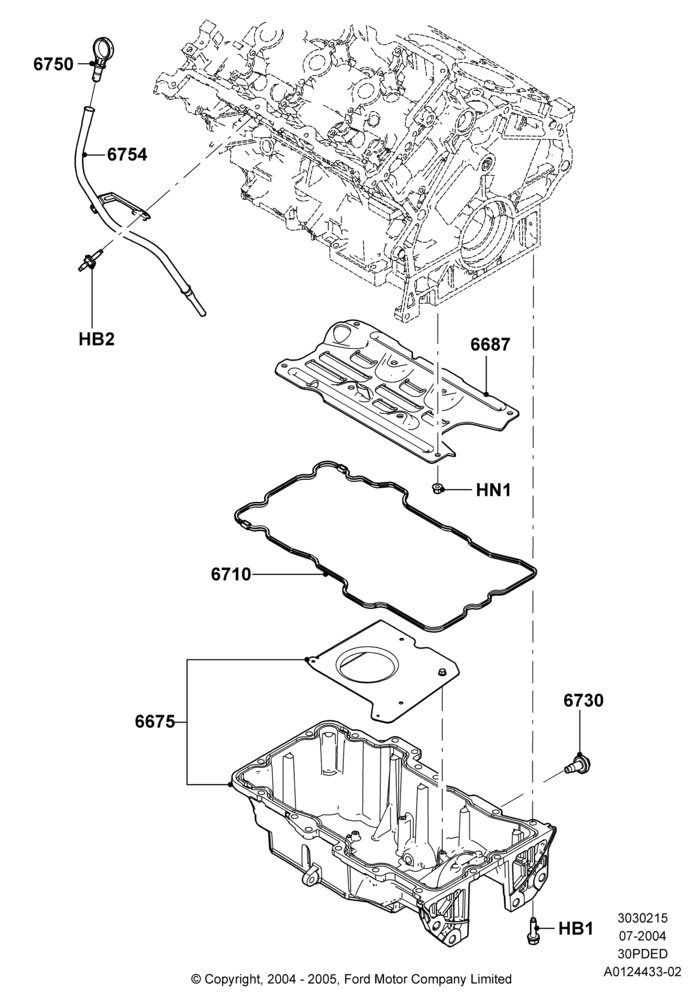 15D - Oil Pan/Oil Level Indicator, 3.0 V6 24V DOHC EFI Modular; 12/JUL/2004-30/APR/2007