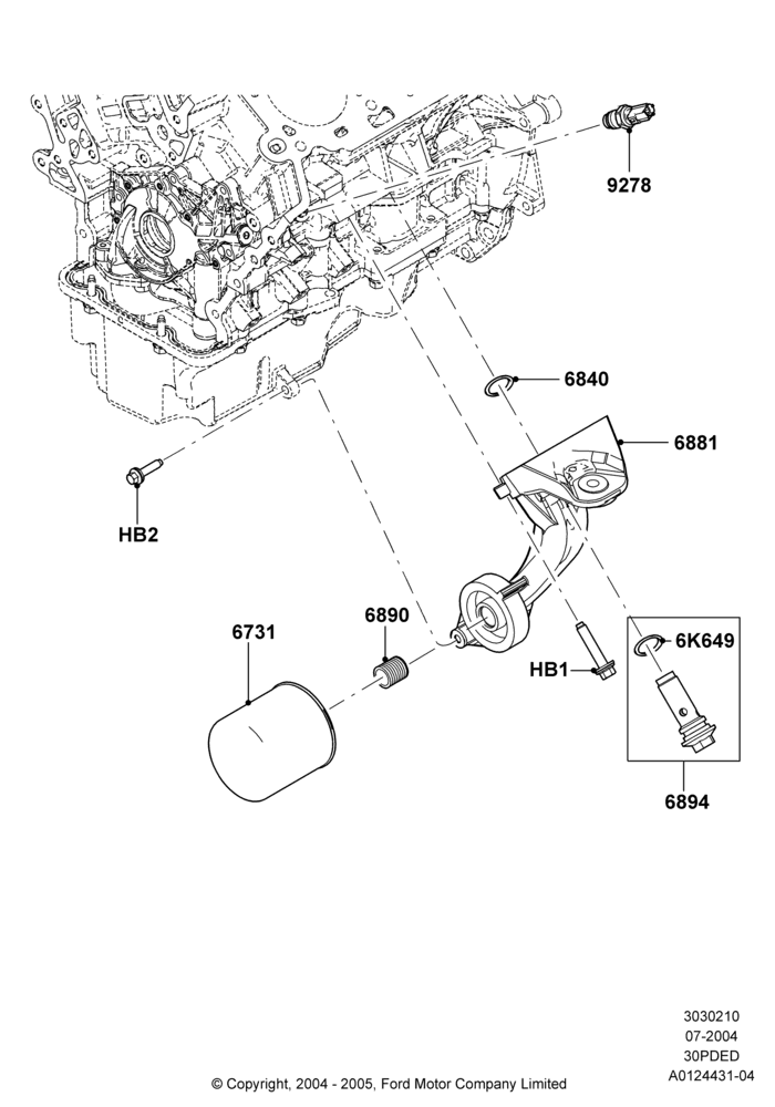 10D - Oil Cooler and Filter, 3.0 V6 24V DOHC EFI Modular; 12/JUL/2004-30/APR/2007