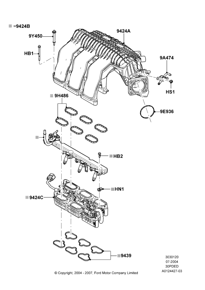 20E - Intake Manifold, 3.0 V6 24V DOHC EFI Modular; 12/JUL/2004-30/APR/2007