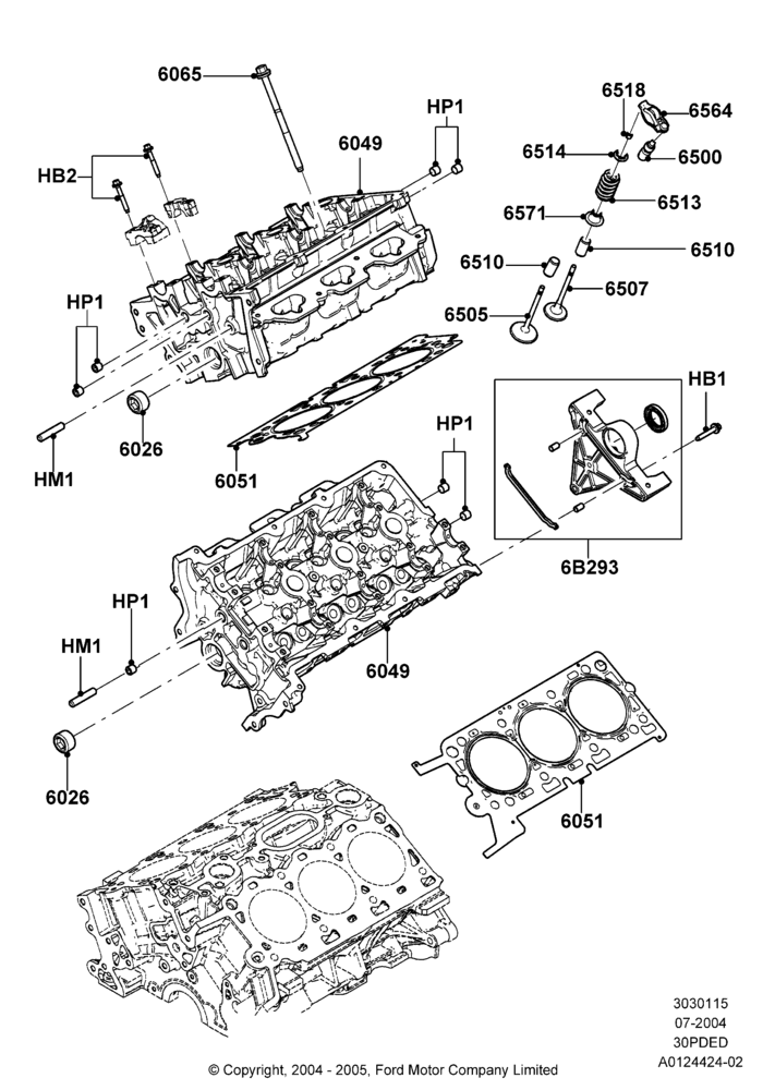 15C - Cylinder Head, 3.0 V6 24V DOHC EFI Modular; 12/JUL/2004-04/JUN/2007