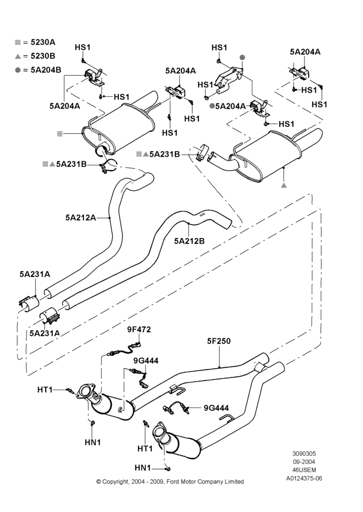 Exhaust System, 4.6L 3v V8 SOHC EFI