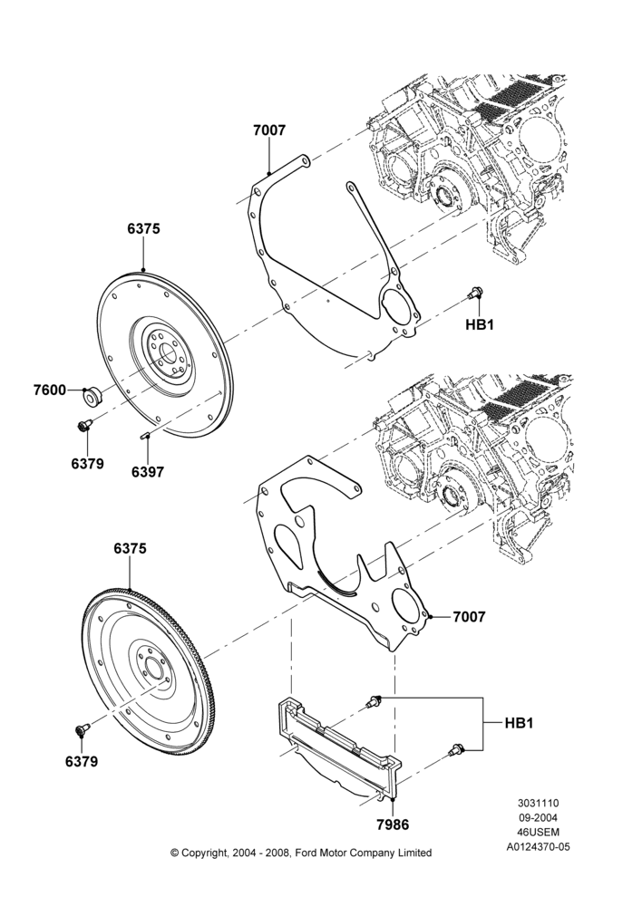 10 - Flywheel, 4.6L 3v V8 SOHC EFI; 07/SEP/2004-22/MAR/2010