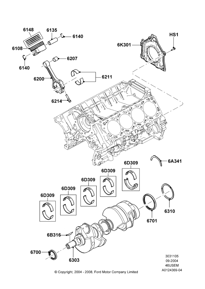 05 - Crankshaft/Pistons and Bearings, 4.6L 3v V8 SOHC EFI; 07/SEP/2004-22/MAR/2010