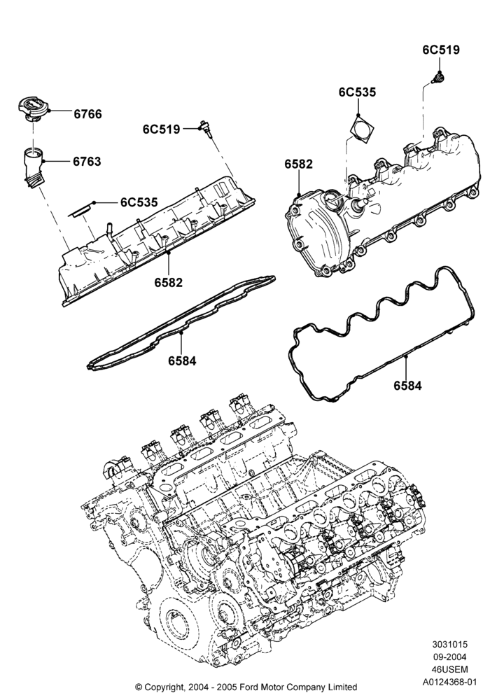 15 - Cylinder Head Cover, 4.6L 3v V8 SOHC EFI; 07/SEP/2004-22/MAR/2010