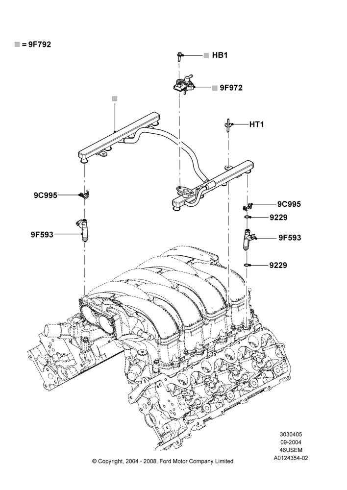 05 - Fuel Injectors and Pipes, 4.6L 3v V8 SOHC EFI; 07/SEP/2004-22/MAR/2010