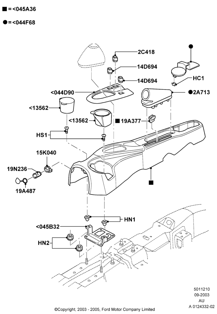 10A - Console - Floor, With Full Floor Console, Less Armrest; 04/SEP/2003-05/APR/2004
