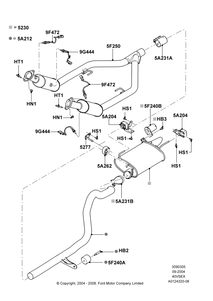 Exhaust System, 4.0L V6 12V SOHC EFI
