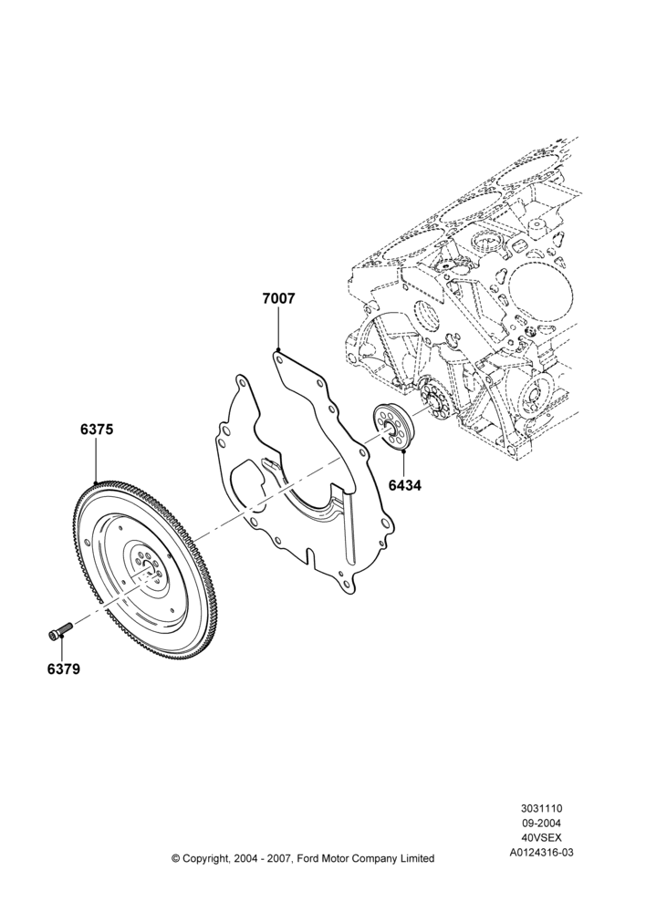 10A - Flywheel, 4.0L V6 12V SOHC EFI, Automatic Transmission; 07/SEP/2004-22/MAR/2010