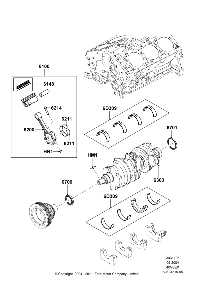 05 - Crankshaft/Pistons and Bearings, 4.0L V6 12V SOHC EFI; 07/SEP/2004-22/MAR/2010