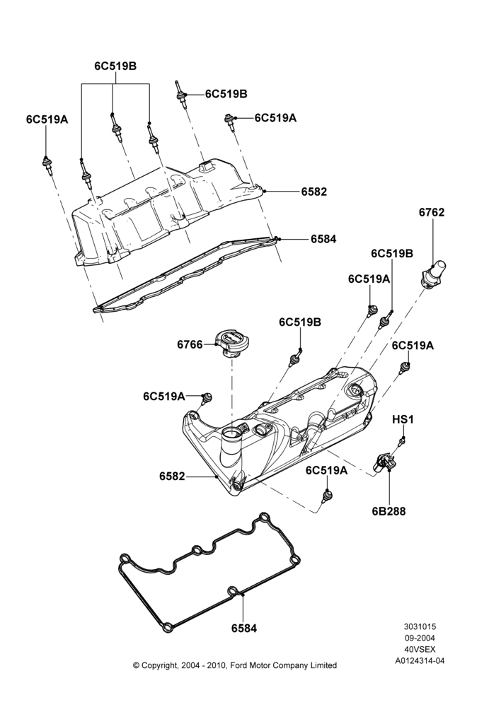 15 - Cylinder Head Cover, 4.0L V6 12V SOHC EFI; 07/SEP/2004-22/MAR/2010