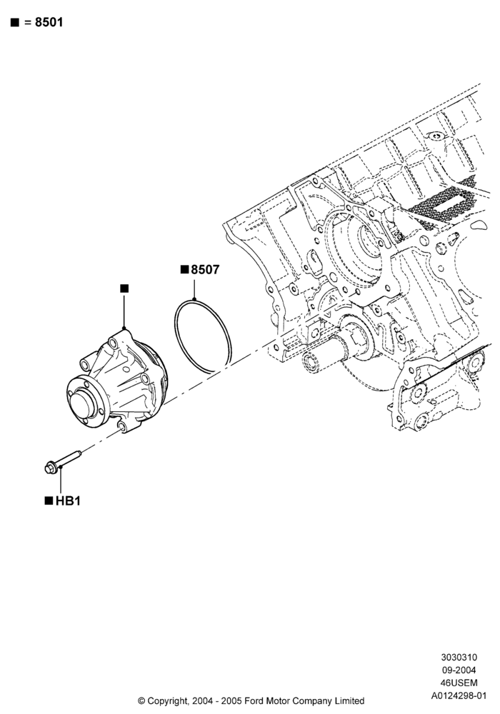 10 - Water Pump, 4.6L 3v V8 SOHC EFI; 07/SEP/2004-22/MAR/2010