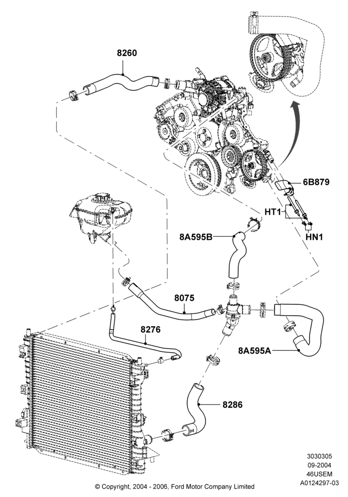 Cooling System Pipes and Hoses, 4.6L 3v V8 SOHC EFI