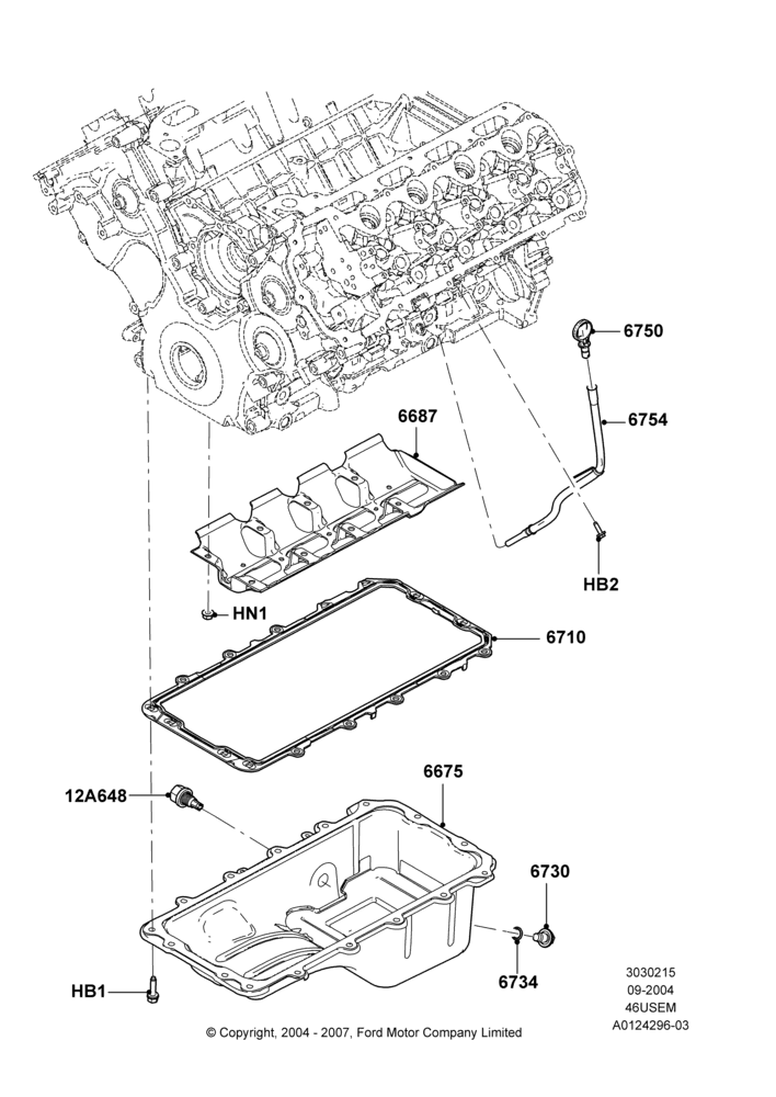 15 - Oil Pan/Oil Level Indicator, 4.6L 3v V8 SOHC EFI; 07/SEP/2004-22/MAR/2010